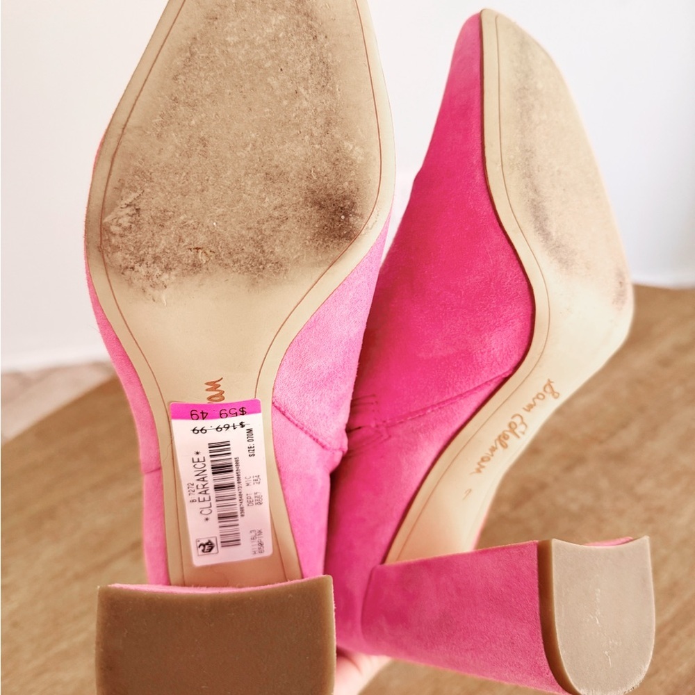 Sam Edelman Women's Pink Suede Block Heel Ankle Booties size 7 - Picture 5 of 7
